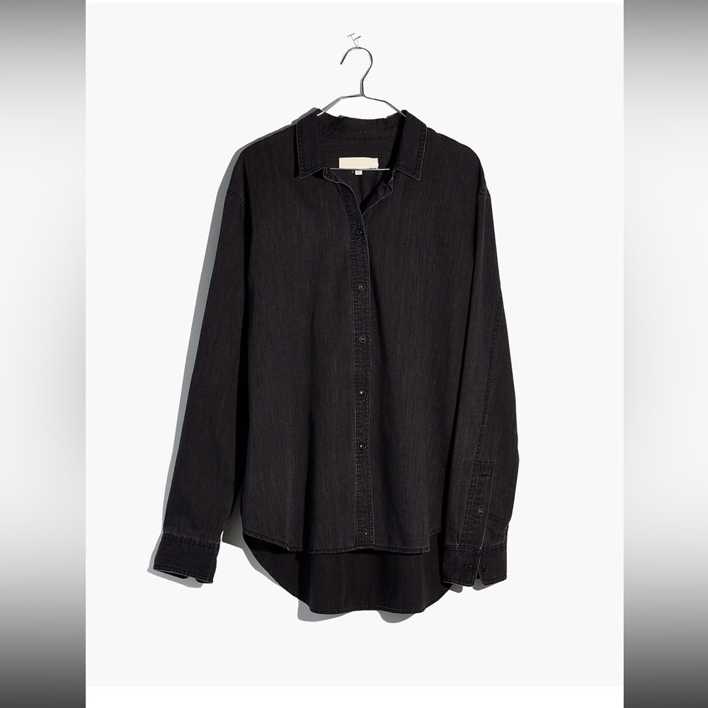 Denim Oversized Ex-Boyfriend Shirt in Lunar Wash